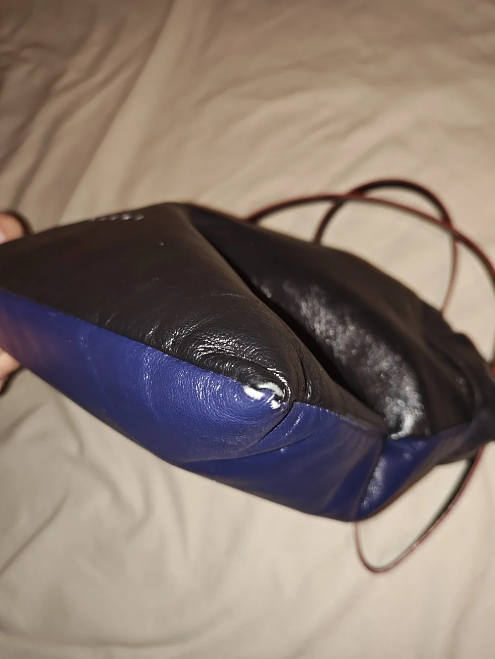 Marni Black/ Blue Leather Drawstring Crossbody Bag
